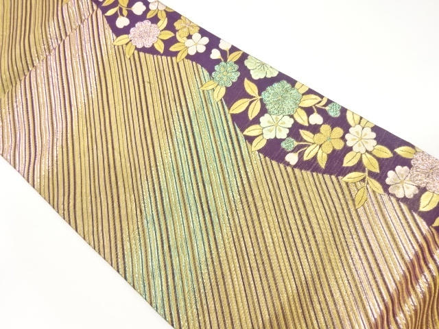 JAPANESE FUKURO OBI / WOVEN FLORAL PLANTS